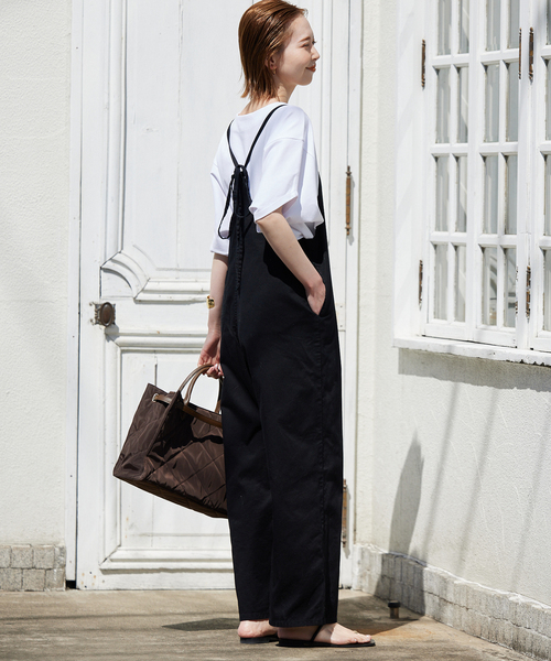 Lee(リー)の「《WEB限定/追加2》LEE /リー SLOBE別注 キャミソールサロペット(サロペット/オーバーオール・レディース・ブラック・FREE)」の4枚目の写真