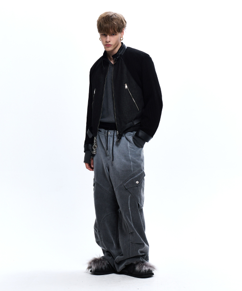 RSSC(アールエスエスシー)の「KNIT & DENIM BELTED BIKER JACKET - BLACK(ライダースジャケット・レディース・その他・1/2)」の3枚目の写真