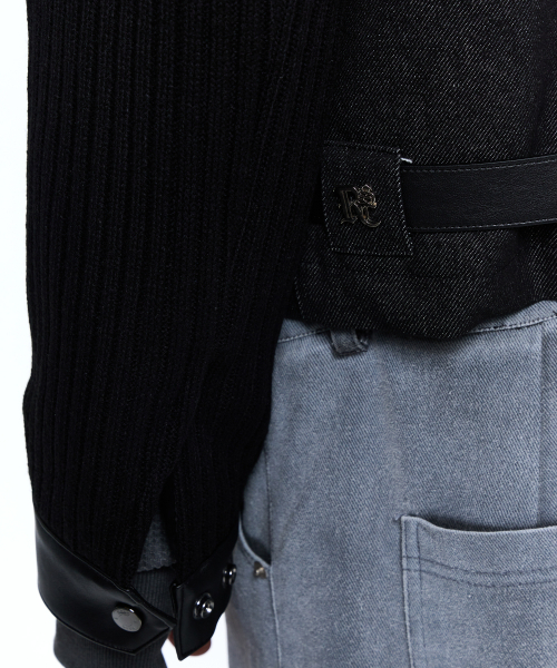 RSSC(アールエスエスシー)の「KNIT & DENIM BELTED BIKER JACKET - BLACK(ライダースジャケット・レディース・その他・1/2)」の9枚目の写真