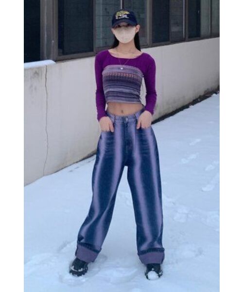 AVANDRESS（アバンドレス ）の「Vertical Line Buckle Denim Pants PURPLE（デニムパンツ・レディース・その他・MEDIUM/LARGE/SMALL）」の5枚目の写真