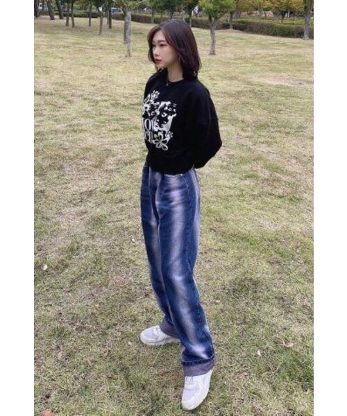 AVANDRESS（アバンドレス ）の「Vertical Line Buckle Denim Pants PURPLE（デニムパンツ・レディース・その他・MEDIUM/LARGE/SMALL）」の8枚目の写真