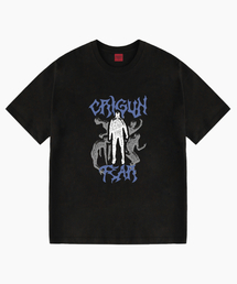 Crigun Fear セミオーバーフィット半袖Tシャツ BLACK