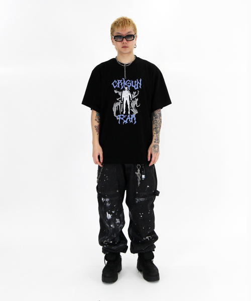 CRIGUN(クリガン)の「Crigun Fear セミオーバーフィット半袖Tシャツ BLACK(Tシャツ/カットソー・レディース・ブラック・SMALL/MEDIUM/LARGE/X-LARGE/XX-LARGE)」の5枚目の写真