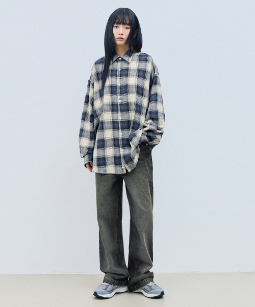 F.ILLUMINATE(フィルミネイト)の「ラスティックビンテージチェックシャツ-ネイビー(シャツ/ブラウス・レディース・その他・LARGE/SMALL/MEDIUM)」の4枚目の写真