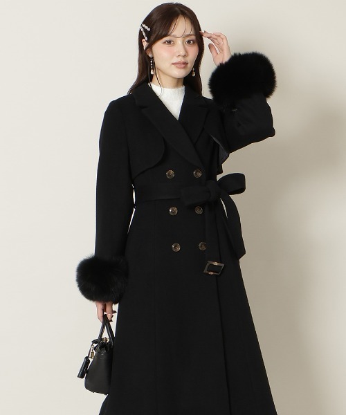 WILLSELECTION(ウィルセレクション)の「リアルファー付きウールフレアコート(その他アウター・レディース・モカ/ブラック/ピンクベージュ・FREE)」の1枚目の写真