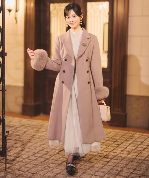 WILLSELECTION(ウィルセレクション)の「リアルファー付きウールフレアコート(その他アウター・レディース・モカ/ブラック/ピンクベージュ・FREE)」の4枚目の写真