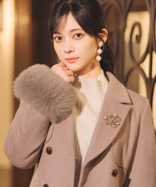 WILLSELECTION(ウィルセレクション)の「リアルファー付きウールフレアコート(その他アウター・レディース・モカ/ブラック/ピンクベージュ・FREE)」の7枚目の写真