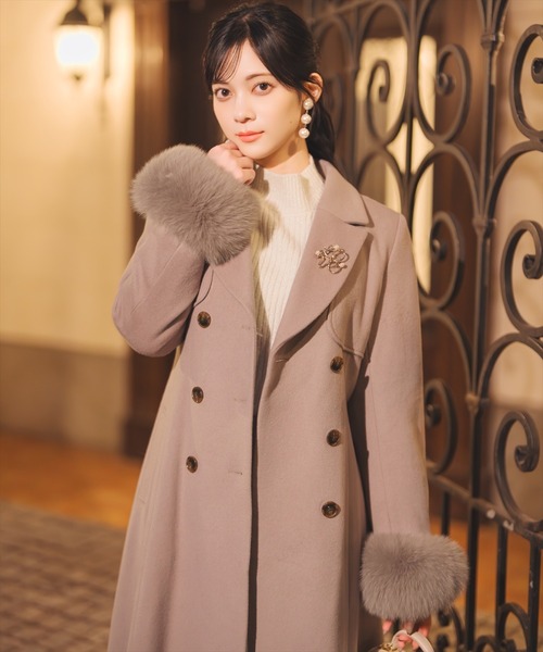 WILLSELECTION(ウィルセレクション)の「リアルファー付きウールフレアコート(その他アウター・レディース・モカ/ブラック/ピンクベージュ・FREE)」の5枚目の写真