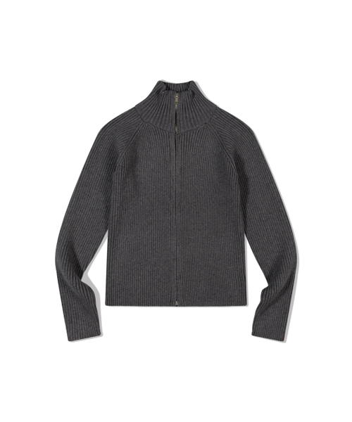 MOAA（モア）の「Ribbed Mock Neck Zip-Up (CHARCOAL)（ニット/セーター・レディース・その他・SMALL/MEDIUM）」の2枚目の写真