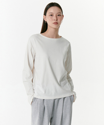ウーマンズリラックスボートネック長袖Tシャツ[クリーム]