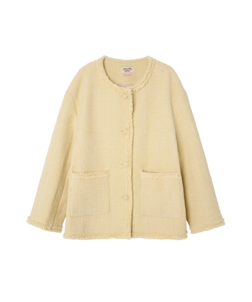 VANONE ATELIER(バノンアトリエ)の「O3735 ラウンドツイードジャケット_Yellow(テーラードジャケット・レディース・イエロー・FREE)」の2枚目の写真