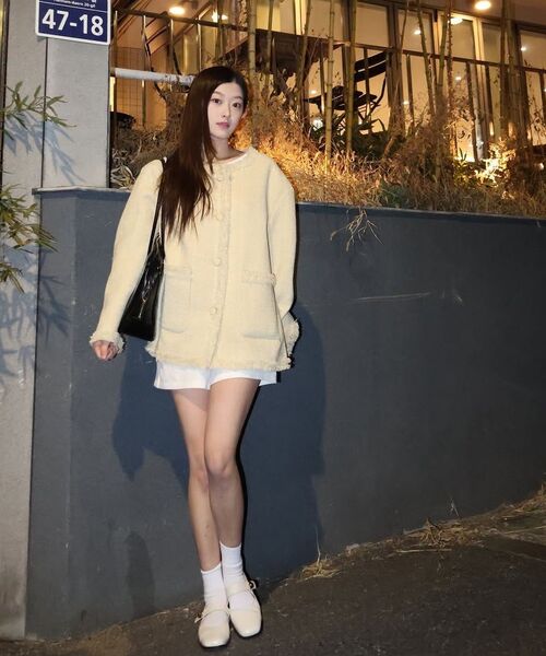 VANONE ATELIER(バノンアトリエ)の「O3735 ラウンドツイードジャケット_Yellow(テーラードジャケット・レディース・イエロー・FREE)」の11枚目の写真