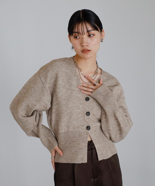 ENC（エンク）の「alpaca touch V neck cardigan / アルパカタッチVネックカーディガン（カーディガン/ボレロ・レディース・ベージュ/アイボリー/チャコールグレー・FREE）」の17枚目の写真