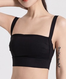 HYSSHOP（エイチワイエスショップ）の「【大きいサイズ有/吸汗速乾/ストレッチ有】パッド付きスクエア型ストラップギャザーブラトップ（スポーツブラ）」