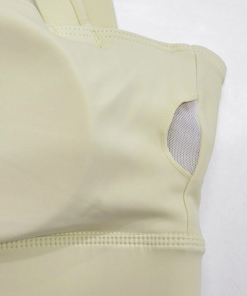 HYSSHOP（エイチワイエスショップ）の「【大きいサイズ有/吸汗速乾/ストレッチ有】パッド付きスクエア型ストラップギャザーブラトップ[トレーニングウェア/ジムウェア/ピラティスウェア]（スポーツブラ・レディース・ブラック/イエロー/ベージュ系その他/ブルー・S/L/XL/M）」の10枚目の写真