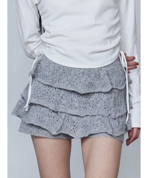 EMODA（エモダ）の「ティアードニットスカート（スカート・レディース・ブラック/グレー/ホワイト・FREE）」の3枚目の写真