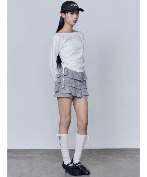 EMODA（エモダ）の「ティアードニットスカート（スカート・レディース・ブラック/グレー/ホワイト・FREE）」の5枚目の写真