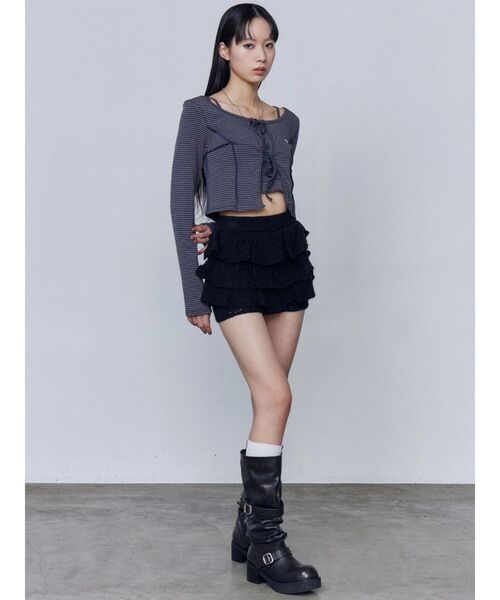 EMODA（エモダ）の「ティアードニットスカート（スカート・レディース・ブラック/グレー/ホワイト・FREE）」の19枚目の写真