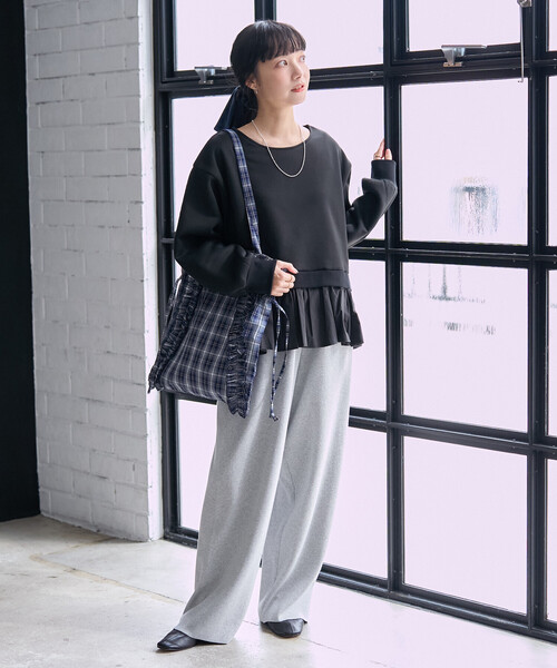 FREAK'S STORE(フリークスストア)の「裏起毛 シャツドッキング スウェット(スウェット・レディース・ブラック/チャコールグレー/ライトグレー・SMALL/MEDIUM)」の15枚目の写真