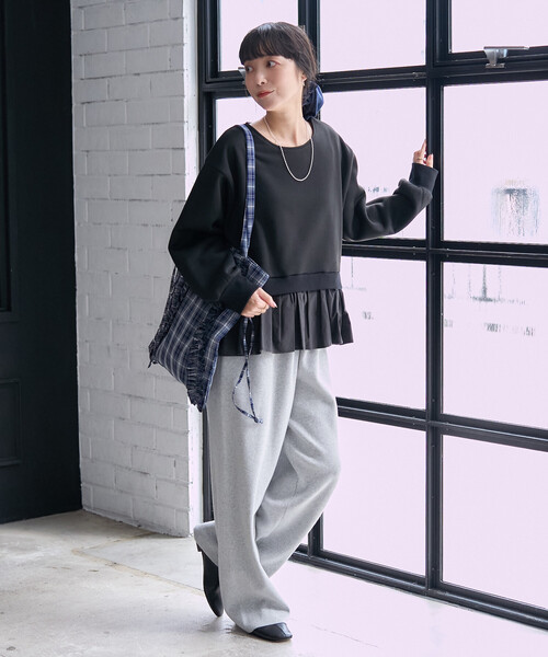 FREAK'S STORE(フリークスストア)の「裏起毛 シャツドッキング スウェット(スウェット・レディース・ブラック/チャコールグレー/ライトグレー・SMALL/MEDIUM)」の16枚目の写真