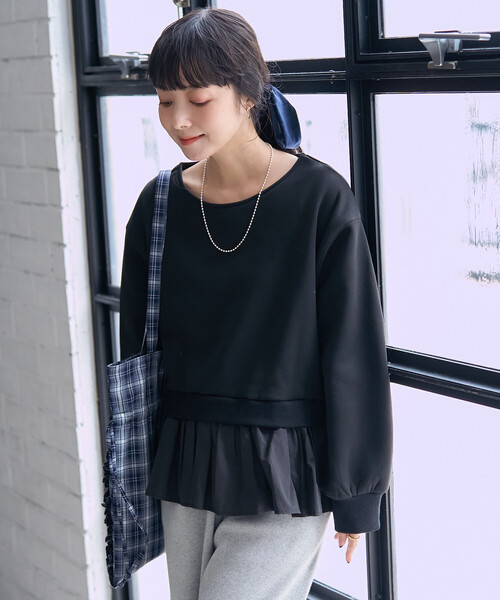 FREAK'S STORE(フリークスストア)の「裏起毛 シャツドッキング スウェット(スウェット・レディース・ブラック/チャコールグレー/ライトグレー・SMALL/MEDIUM)」の22枚目の写真