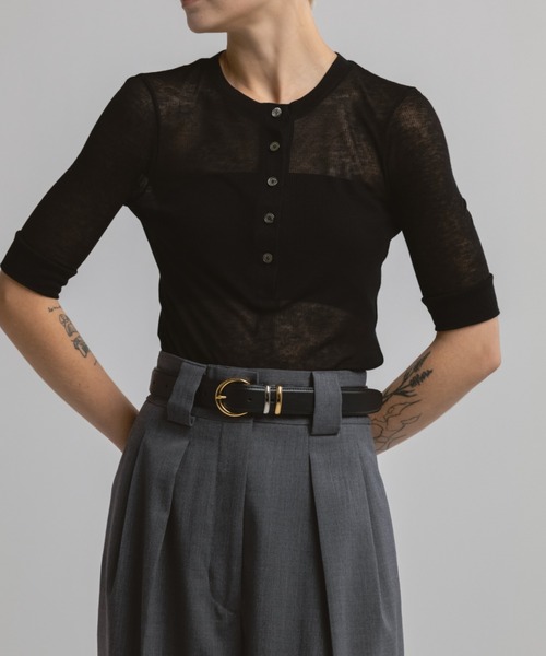 CINOH（チノ）の「LEATHER BELT/GOLD BUCKLE（ベルト）」 - WEAR