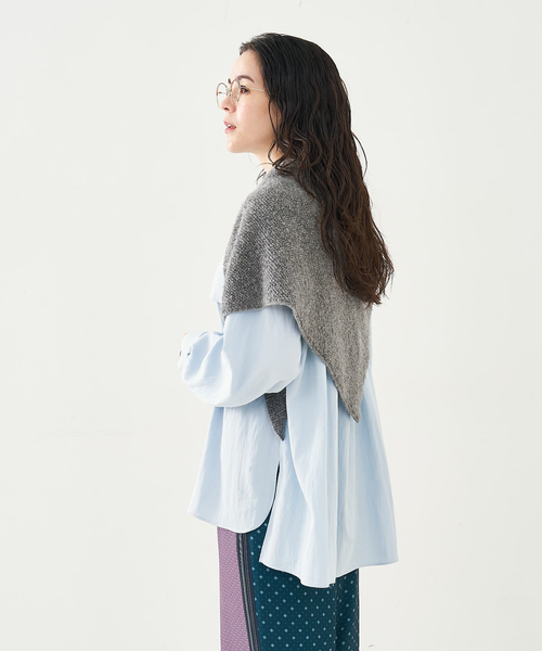 collex(コレックス)の「トライアングルニットストール(ストール/ショール・レディース・アイボリー/ブラック/ダークグリーン/グレー・フリー)」の8枚目の写真