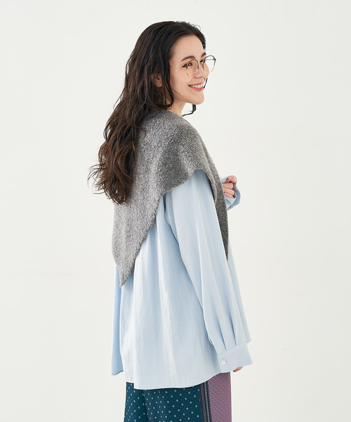 collex(コレックス)の「トライアングルニットストール(ストール/ショール・レディース・アイボリー/ブラック/ダークグリーン/グレー・フリー)」の10枚目の写真