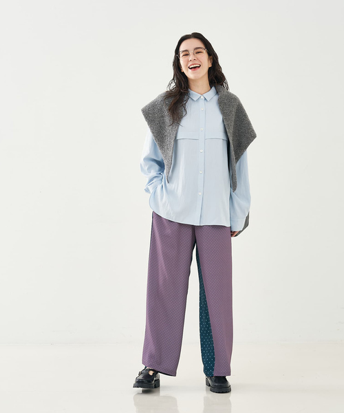 collex(コレックス)の「トライアングルニットストール(ストール/ショール・レディース・アイボリー/ブラック/ダークグリーン/グレー・フリー)」の18枚目の写真