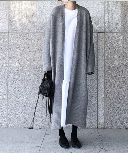 Flugge(フラッジー)の「ロング丈ニットカーディガン(カーディガン/ボレロ・レディース・グレー/ブラック・FREE)」の11枚目の写真