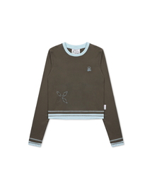 RuNaKi'Hu'（ルナキフ）の「WXT064 ペストリー配色レイヤードロングスリーブ (ブラウン)（Tシャツ/カットソー）」