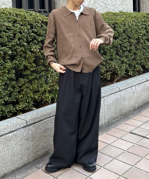 セール】ピンストライプ柄ワイドスラックス（スラックス）｜B.R.U