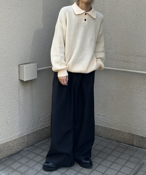 B.R.U(ブル)の「ピンストライプ柄ワイドスラックス(スラックス・メンズ・ブラック/ブラウン・MEDIUM/LARGE)」の21枚目の写真
