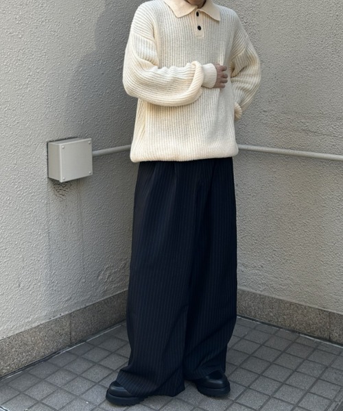 B.R.U(ブル)の「ピンストライプ柄ワイドスラックス(スラックス・メンズ・ブラック/ブラウン・MEDIUM/LARGE)」の20枚目の写真