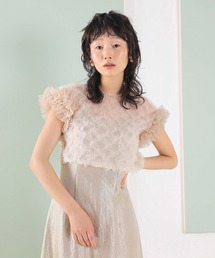 【kaene 別注カラー】ボリュームチュールブラウス 光沢サテンAラインワンピース 2点セットドレス パーティー結婚式 お呼ばれ オケージョンドレス