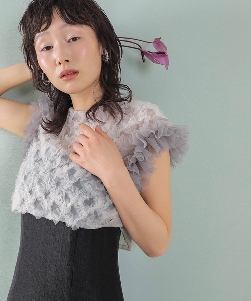 Kana(カナ)の「【kaene 別注カラー】ボリュームチュールブラウス 光沢サテンAラインワンピース 2点セットドレス パーティー結婚式 お呼ばれ オケージョンドレス(ドレス・レディース・ラベンダー/ベージュ/グレー・S)」の21枚目の写真