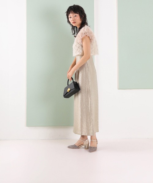 Kana(カナ)の「【kaene 別注カラー】ボリュームチュールブラウス 光沢サテンAラインワンピース 2点セットドレス パーティー結婚式 お呼ばれ オケージョンドレス(ドレス・レディース・ラベンダー/ベージュ/グレー・S)」の7枚目の写真