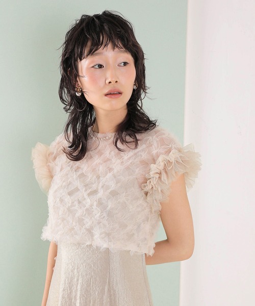 Kana(カナ)の「【kaene 別注カラー】ボリュームチュールブラウス 光沢サテンAラインワンピース 2点セットドレス パーティー結婚式 お呼ばれ オケージョンドレス(ドレス・レディース・ラベンダー/ベージュ/グレー・S)」の16枚目の写真