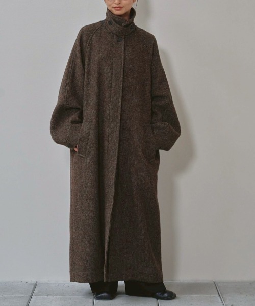 TODAYFUL（トゥデイフル）の「[TODAYFUL/トゥデイフル] MIX WOOL ラグランロングコート（ステンカラーコート・レディース・チョコ・36）」の4枚目の写真