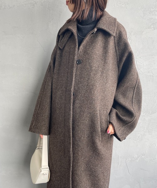 TODAYFUL/トゥデイフル] MIX WOOL ラグランロングコート（ステンカラー