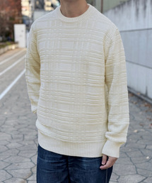【洗濯機で洗える】ジャカードチェックニット