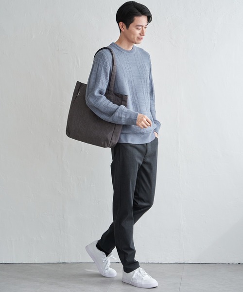 ikka(イッカ)の「【洗濯機で洗える】ジャカードチェックニット(ニット/セーター・メンズ・オフホワイト/ネイビー/サックスブルー/ブラック・XL/L/M/S)」の14枚目の写真
