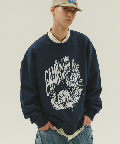 CAMEL WORK(キャメルワーク)の「バイクトラックスウェットシャツ(ネイビー)(スウェット・メンズ・その他・MEDIUM/LARGE/X-LARGE)」の1枚目の写真