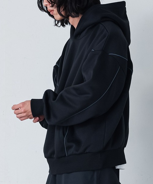 MDR(エムディアール)の「裏起毛パイピング切替フーディー(パーカー・メンズ・杢グレー/ブラック・L/M)」の5枚目の写真