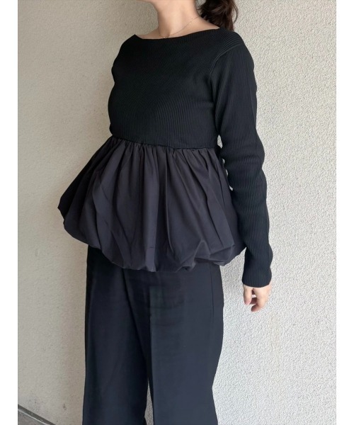 Day and Grade（デイアンドグレイド）の「【RISAKOセレクト】ペプラムバルーンニットトップス（Tシャツ/カットソー・レディース・ブラック/グレー・FREE）」の10枚目の写真