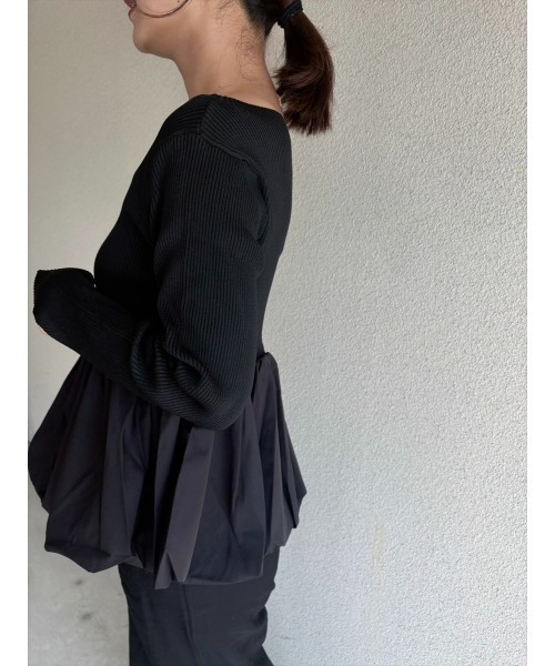 Day and Grade（デイアンドグレイド）の「【RISAKOセレクト】ペプラムバルーンニットトップス（Tシャツ/カットソー・レディース・ブラック/グレー・FREE）」の11枚目の写真
