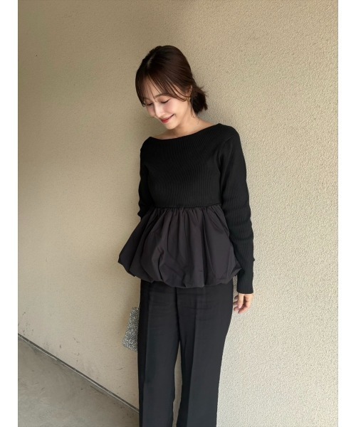 Day and Grade（デイアンドグレイド）の「【RISAKOセレクト】ペプラムバルーンニットトップス（Tシャツ/カットソー・レディース・ブラック/グレー・FREE）」の13枚目の写真