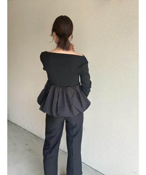 Day and Grade（デイアンドグレイド）の「【RISAKOセレクト】ペプラムバルーンニットトップス（Tシャツ/カットソー・レディース・ブラック/グレー・FREE）」の15枚目の写真