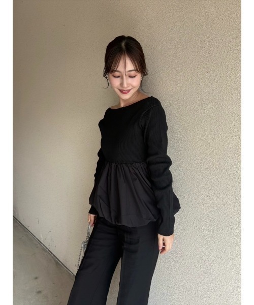 Day and Grade（デイアンドグレイド）の「【RISAKOセレクト】ペプラムバルーンニットトップス（Tシャツ/カットソー・レディース・ブラック/グレー・FREE）」の14枚目の写真
