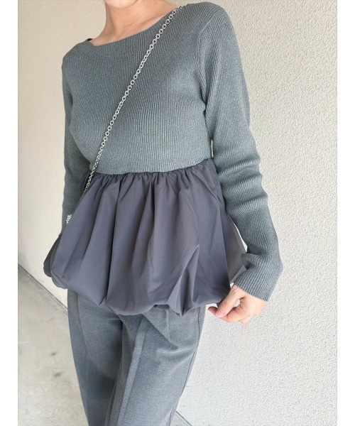 Day and Grade（デイアンドグレイド）の「【RISAKOセレクト】ペプラムバルーンニットトップス（Tシャツ/カットソー・レディース・ブラック/グレー・FREE）」の16枚目の写真